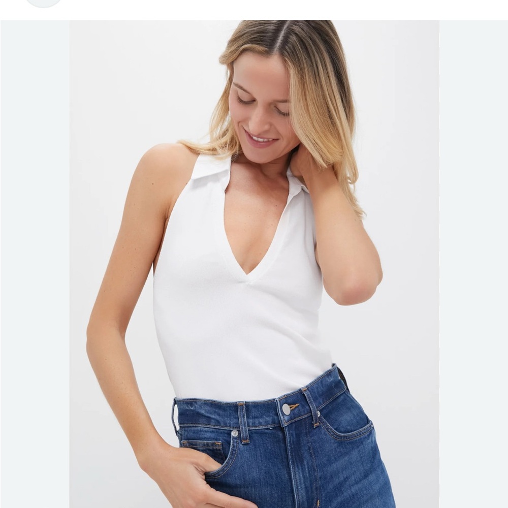 White Nadia halter neck polo Women's Top Tuckernuck S Small
